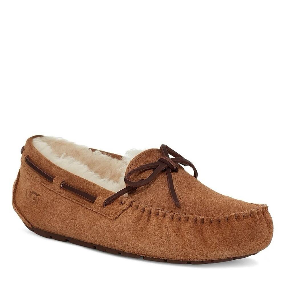 Ugg Sz 6 Dakota Slipper Leather Nubuck Beige Moccasin Slip On Shoes 5612 Women’s
